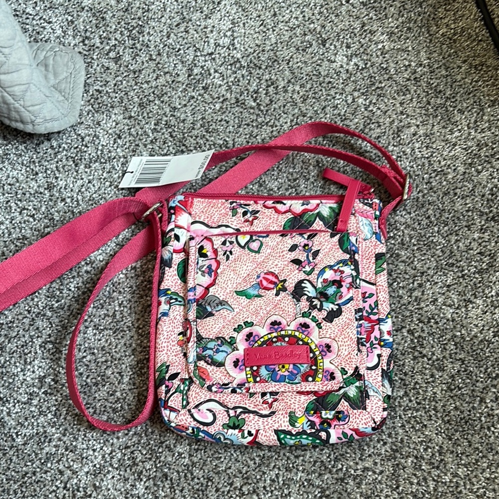 Vera Bradley Pink Floral Crossbody Bag with Structured Design